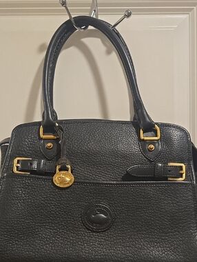 Dooney & Bourke Black Leather Satchel with Gold Hardware